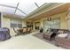 Spacious covered patio features outdoor dining and lounge areas with overhead lighting at 7327 38Th Court East, Sarasota, FL 34243