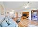 View of the living and dining area, showcasing the open floor plan and sliding door access at 7926 Woodpointe Ct # 29, Sarasota, FL 34238