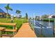 Dock and boatlift on a waterfront canal, offering convenient access for boating and enjoying the water at 105 Inlets Blvd # 105, Nokomis, FL 34275