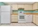 Efficient kitchen featuring white appliances and light-colored cabinets at 3072 Lake Bayshore Dr # 119, Bradenton, FL 34205
