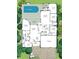 Detailed floor plan showcasing the layout of the home, including the bedrooms, bathrooms, kitchen, and living spaces at 4958 Gardiners Bay Cir, Sarasota, FL 34238