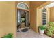 Inviting front entryway with decorative tile flooring, sidelights and a view to the living room at 5359 90Th Avenue E Cir, Parrish, FL 34219