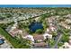 Beautiful aerial view of the community, centered around a serene lake, with lush landscaping and charming architecture at 6101 34Th W St # 11C, Bradenton, FL 34210