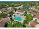 Breathtaking aerial view of a resort-style pool area, boasting lush landscaping and plenty of space for relaxation at 6101 34Th W St # 11C, Bradenton, FL 34210
