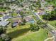 An aerial view of a residential neighborhood, highlighting houses with pools and lush landscaping at 6405 Alesheba Ln, Sarasota, FL 34240