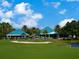 Stunning golf course view showcasing the lush green course, sand traps, and golf carts parked by the clubhouse at 7003 Lancaster Ct, University Park, FL 34201