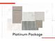 Platinum Package showcasing elegant interior finish selections including cabinet, countertops, and flooring samples at 8815 Windlass Cv, Parrish, FL 34219