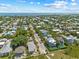 Real estate aerial showcasing a residential community near the ocean and beach at 109 Palmetto Ave, Anna Maria, FL 34216
