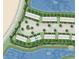 Aerial view of a residential layout featuring a community of townhomes situated near a lake and Vigo Lane at 16546 San Nicola Pl, Bradenton, FL 34211