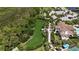 Aerial view of community lawn, recreation area, and walkway with lush landscaping around the community at 208 Ariano Ave, Nokomis, FL 34275