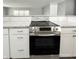 Modern kitchen with stainless steel oven, white cabinets, granite countertops, and grey walls at 3222 Sycamore Ter, Sarasota, FL 34237