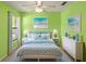 Charming bedroom featuring beach-themed decor, a ceiling fan, and plenty of natural light at 3311 39Th W Pl, Bradenton, FL 34205