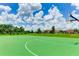Community basketball court with vibrant green surface, basketball hoops and residential homes in the background at 3504 Big Sky Way, Bradenton, FL 34211