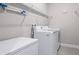 Functional laundry room equipped with a modern washer and dryer, plus storage shelves at 3504 Big Sky Way, Bradenton, FL 34211