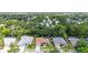 Aerial view of a neighborhood with tree-lined streets, well-kept lawns, and a variety of home styles at 743 Stonecrest Dr, Sarasota, FL 34232