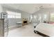 The main bedroom suite has nice window views and decorative fireplace at 8963 Fishermens Bay Dr, Sarasota, FL 34231