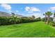 Expansive backyard with well-maintained lawn, mature trees, and a privacy hedge at 12139 Cranston Way, Bradenton, FL 34211
