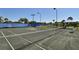 Scenic tennis court surrounded by lush landscaping and serene water views for a relaxing game at 3634 Torrey Pines Way Way, Sarasota, FL 34238