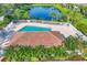 Aerial shot of a community pool and beautiful lake views at 4487 Cinnamon Dr # 2604, Sarasota, FL 34238