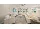 Open-concept living room featuring white furniture, modern decor, recessed lighting, and large windows at 460 Daylily Blvd, Nokomis, FL 34275