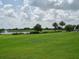 Scenic golf course views with a lake, fountain, and lush greenery throughout the community at 4949 Savona Run, Bradenton, FL 34211