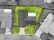 Overhead view highlighting the home's layout, fenced backyard, and brick-paved driveway at 5433 81St Avenue E Cir, Palmetto, FL 34221