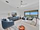 Spacious living room with plush seating, a ceiling fan, and access to an outdoor patio at 5695 Palmer Cir # 203, Bradenton, FL 34211