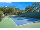 Well-maintained pickleball court with green and blue surface, perfect for recreational play and exercise at 5866 Cavano Dr, Sarasota, FL 34231
