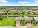 Beautiful aerial view of homes in a lush community surrounding a serene lake at 6791 Alstead Cir, Bradenton, FL 34202