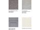 Selection of carpet, tile, cabinet, and quartz for the interior finishes at 8612 Daybreak St, Sarasota, FL 34241