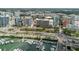 Stunning aerial view of the city, featuring the marina, waterfront, and cityscape at 1255 N Gulfstream Ave # 1104, Sarasota, FL 34236