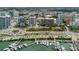 Stunning aerial view of the city, featuring the marina, waterfront, and cityscape at 1255 N Gulfstream Ave # 1104, Sarasota, FL 34236