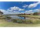 Scenic view of pond reflecting surrounding community homes under a blue sky at 13609 Messina Loop # 104, Bradenton, FL 34211
