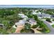 Aerial view of a beautiful home with a pool, surrounded by lush greenery and located in a waterfront community at 1808 Coquina Dr, Sarasota, FL 34231