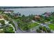Aerial view of the property's waterfront location on a peaceful canal at 1808 Coquina Dr, Sarasota, FL 34231