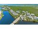 An aerial view captures a stunning waterfront neighborhood with lush landscapes and a lakeside community at 315 Sapphire Lake Dr # 101, Bradenton, FL 34209