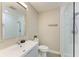 Bright bathroom featuring a single vanity and tiled walk-in shower at 3903 Bayside Dr, Bradenton, FL 34210