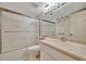 Bathroom with white vanity, shower with glass doors and neutral paint at 4096 El Dorado Cv, Bradenton, FL 34210