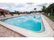 Large, inviting swimming pool reflects blue sky and tropical surroundings at 4096 El Dorado Cv, Bradenton, FL 34210