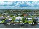 Aerial view of the neighborhood highlighting the property's backyard pool, and canal access at 4508 Mangrove Point Rd, Bradenton, FL 34210
