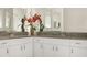 Bathroom featuring granite counters, double sinks, and modern fixtures at 5103 Twin Creeks Dr, Valrico, FL 33596