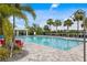 Community pool with chairs and sun umbrellas, surrounded by palm trees at 5958 164Th E Ave, Parrish, FL 34219