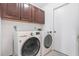 Laundry room featuring a washer and dryer set and storage cabinets at 7401 3Rd Nw Ave, Bradenton, FL 34209