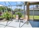 Enclosed screened patio with serene views of the tropical backyard at 8579 54Th Avenue E Cir, Bradenton, FL 34211
