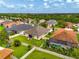 Aerial view of homes with well-maintained yards, a playground, and a fenced-in backyard at 11324 77Th E St, Parrish, FL 34219