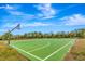 Brightly lit basketball court featuring vibrant green surface and clear markings at 3218 Big Sky Way, Bradenton, FL 34211