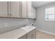 Laundry room with sink, cabinets, and window with blinds at 3553 Secluded Ct, Sarasota, FL 34240