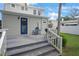 Charming backyard with gray wood deck, blue chair, and easy access at 480 28Th N Ave, St Petersburg, FL 33704