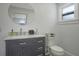 Well-lit bathroom features a modern vanity with marble countertop and a classic round mirror at 480 28Th N Ave, St Petersburg, FL 33704