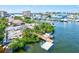 Picturesque waterfront view featuring a private dock with boats and lush greenery, perfect for boating enthusiasts at 830 Trento Dr, Venice, FL 34285